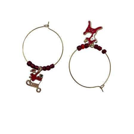 earrings steel gold hoops deer and sled2